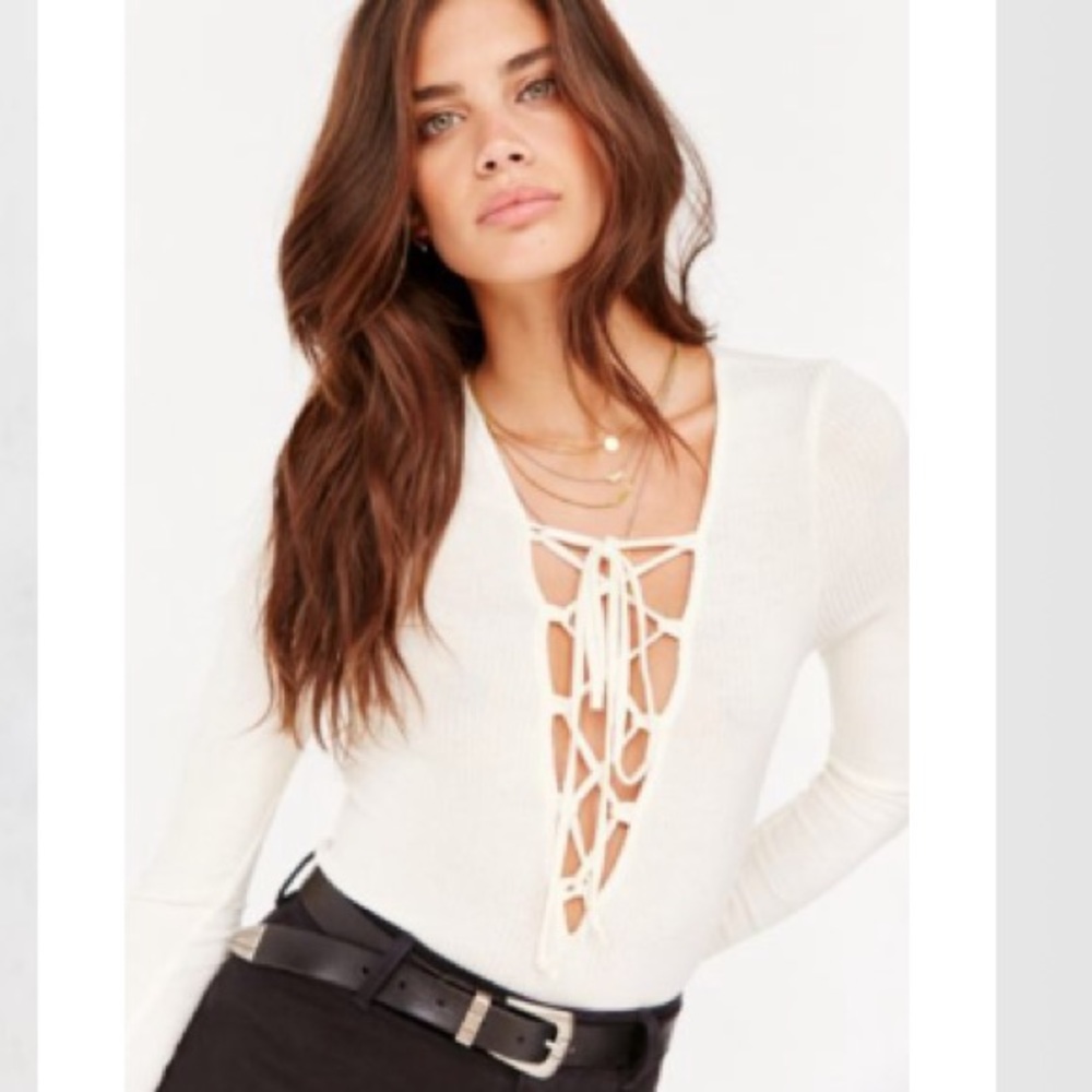Urban Outfitters Lace Up Blouse